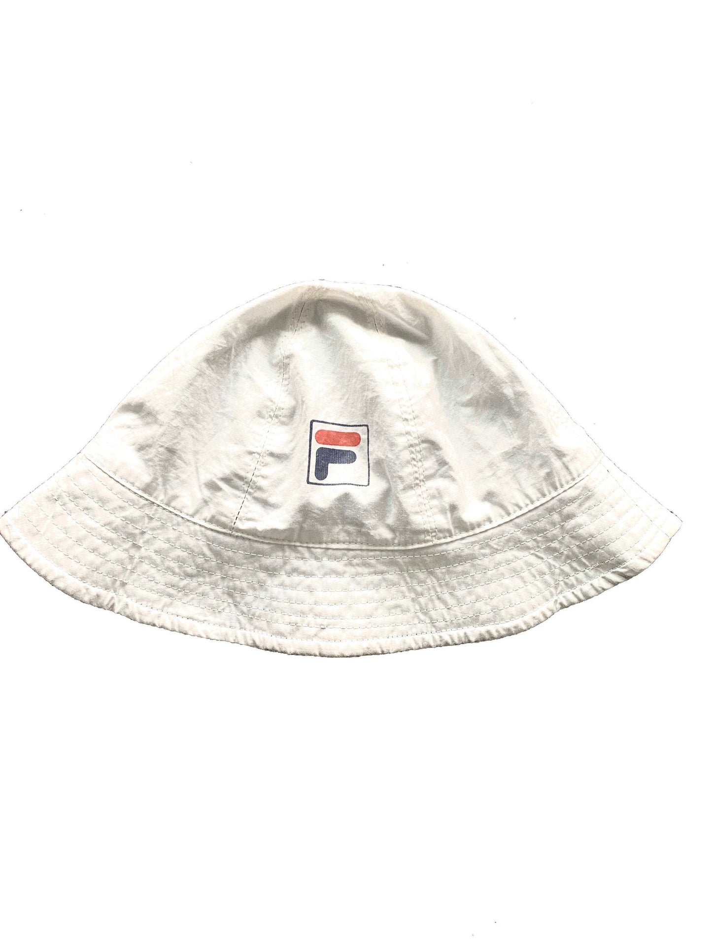 Fila vintage 90s bucket hat, white or navy with logo, fresh lining in a cotton terry, new old stock