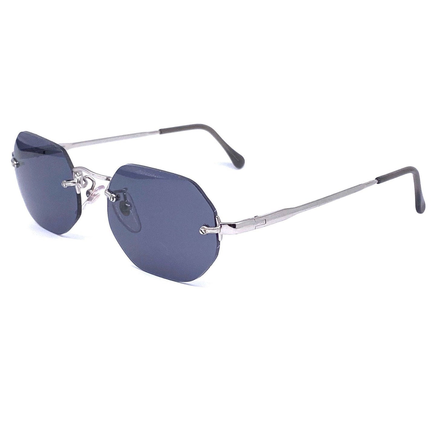 Sferoflex retro silver metal rimless deco style sunglasses 1980s NOs Italy