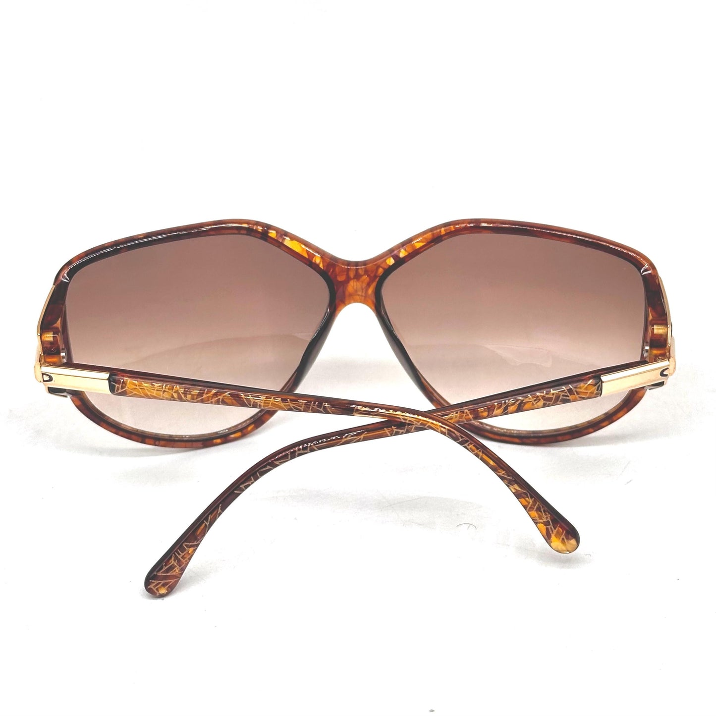 Christian Dior 2498 brown marble and gold frames with gold geometric print all over rare collectible 80s NOS