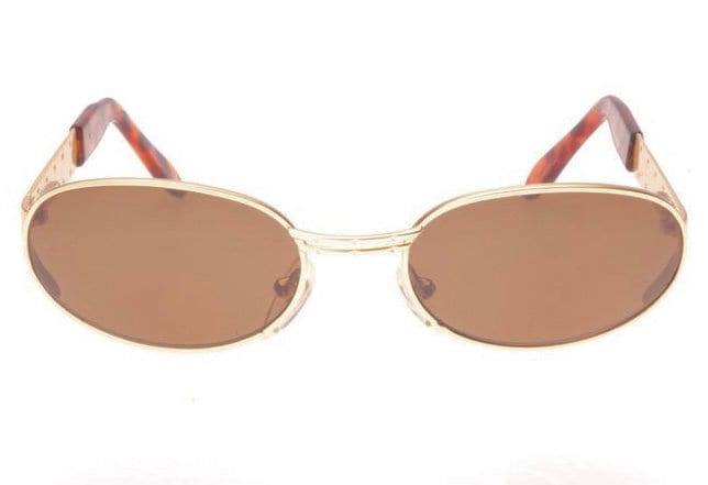 Oval steampunk sunglssses in silver or gold metal with side cup and embossed details, Italy 90s NoS