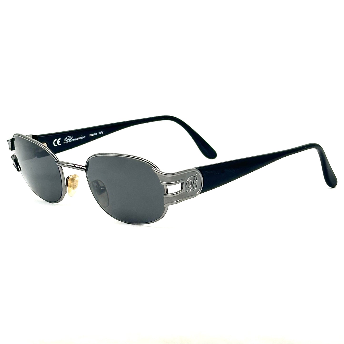 Bluemarine BM 571 oval metal designer sunglasses made in Italy in the 90s, NOS mint