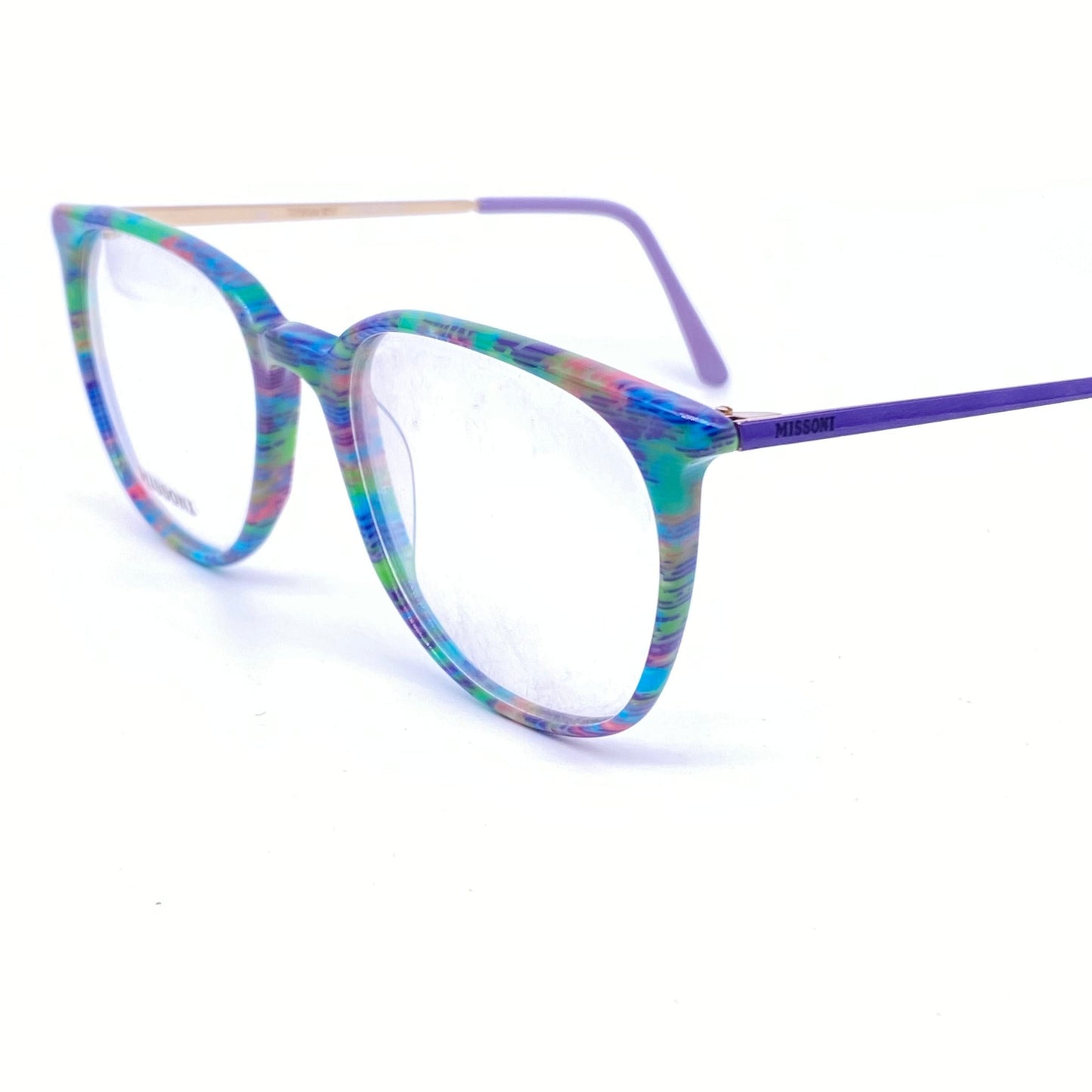 Missoni M881 multicolor pixel art celluloid glasses frames, classic 1980s NOS Italy