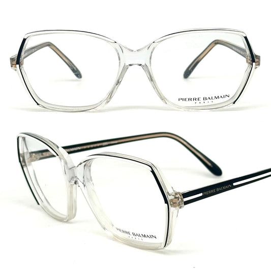 Pierre Balmain 2139 white and black clear frames eyeglasses, NOS 80s Made in France