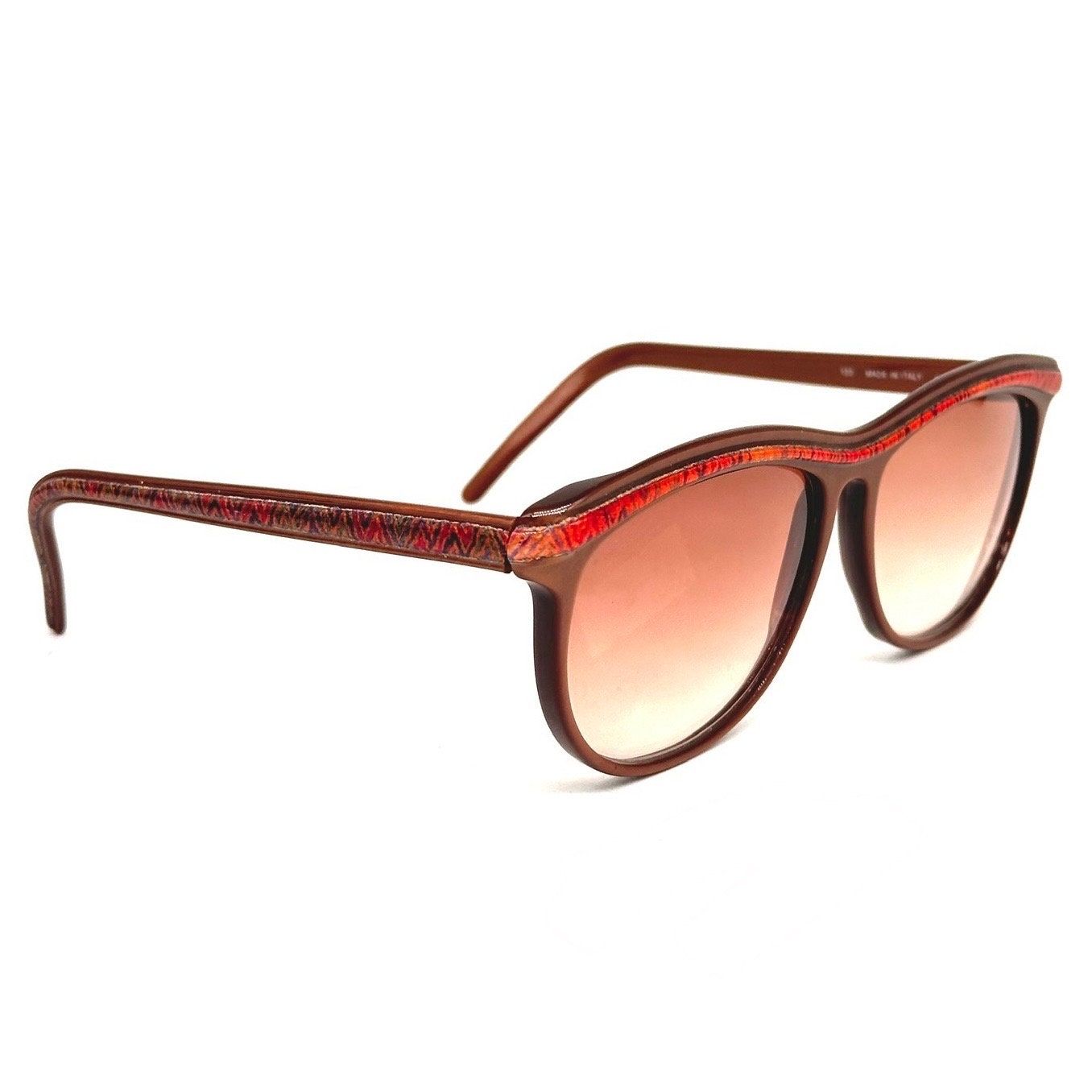 Missoni M128/S brown sunglasses with red textured stripe