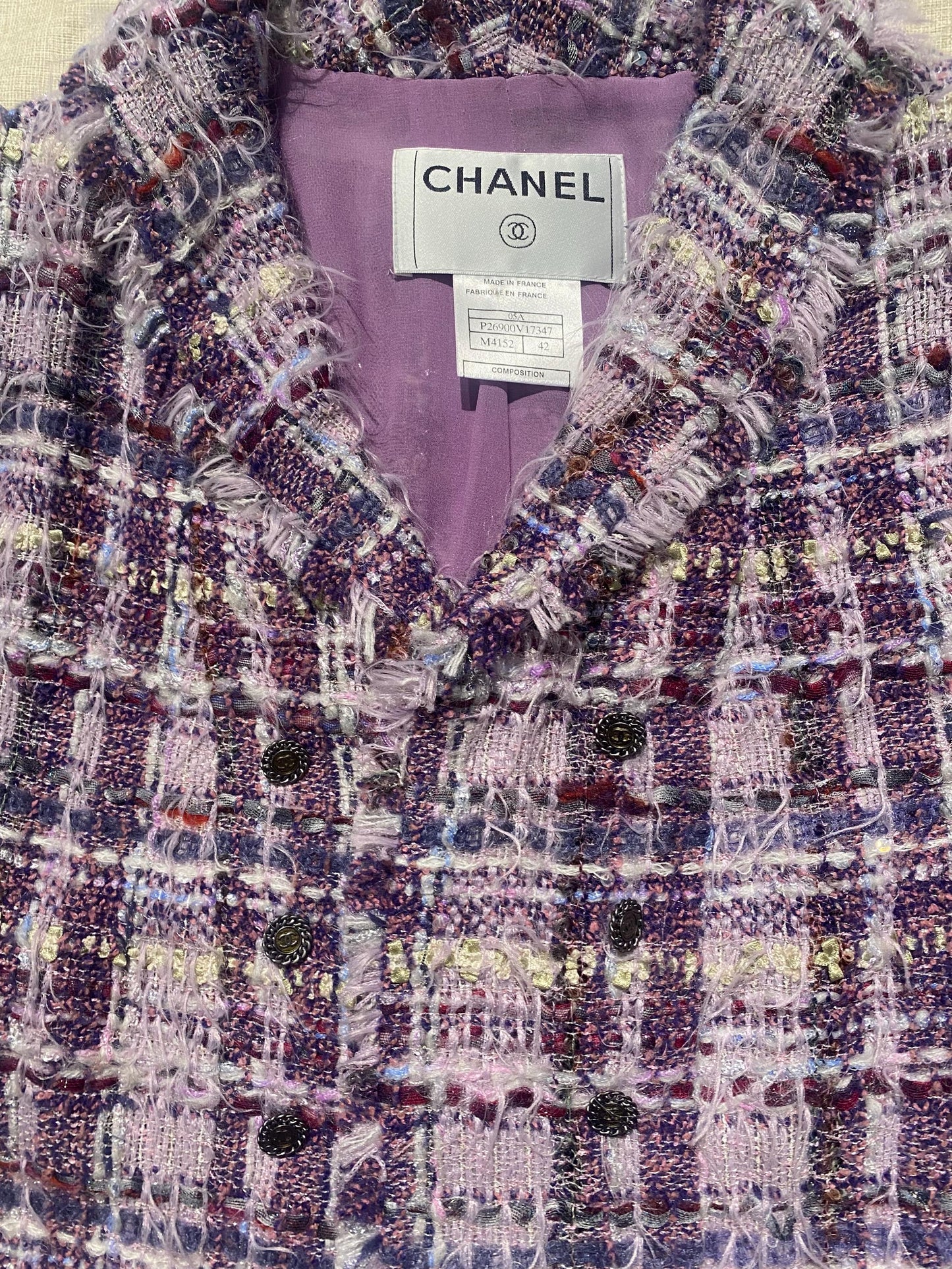 Chanel rare soft lesage purple/lavender tweed blazer jacket sz 42, as new