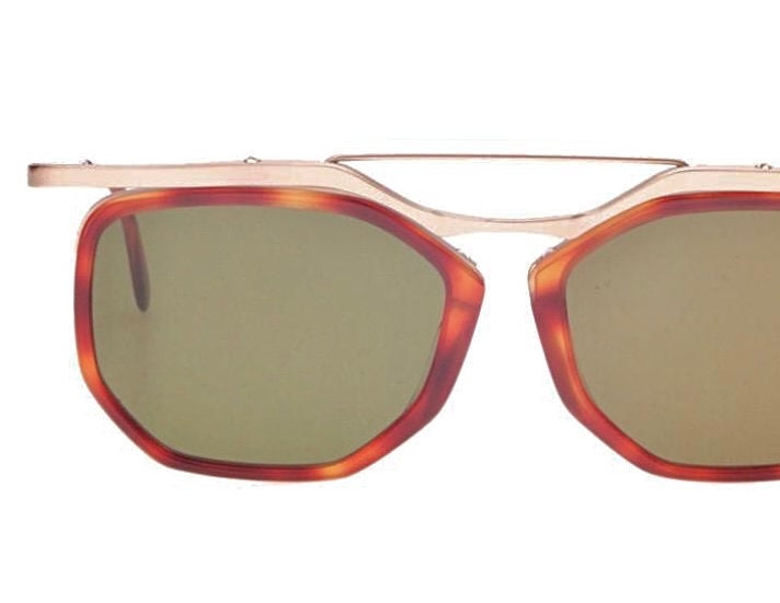 Aprilia unique designer sunglasses, tortoise rims and metal structure, hand made in Italy 80s NOS