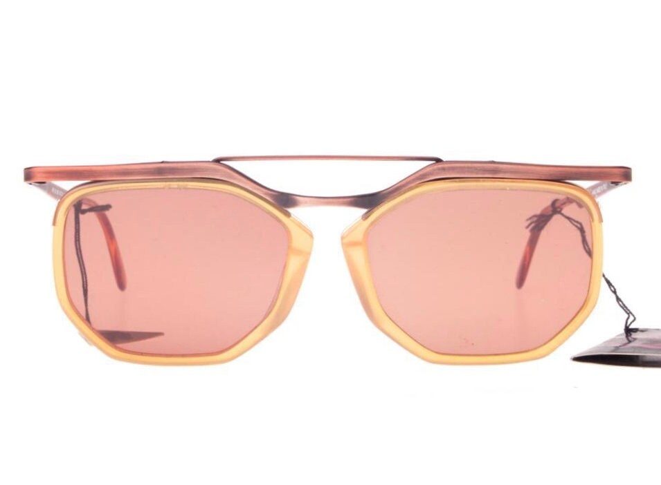 Aprilia unique designer sunglasses, tortoise rims and metal structure, hand made in Italy 80s NOS