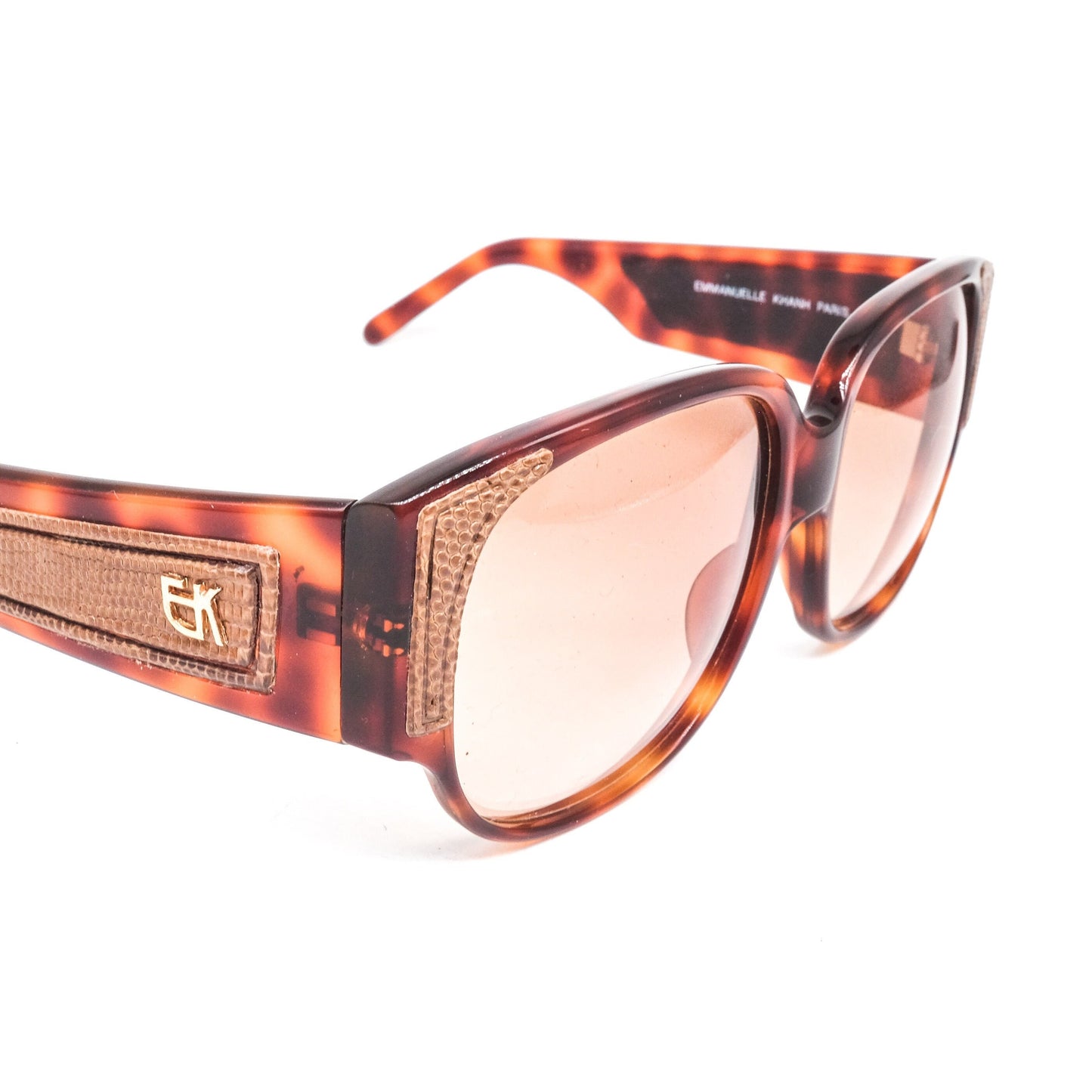 Emmanuelle Khanh 8880 18 vintage artistic oversized sunglasses in brown cellulose acetate Made in France with leather temples. NOS
