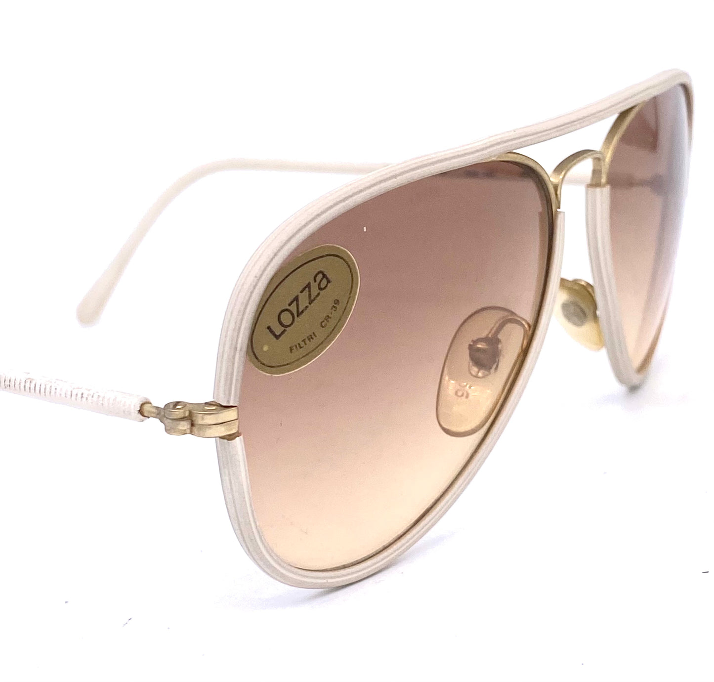 Lozza High Tech Golden metal aviators vinyl rolled in red or white colors, NoS 70s Italy