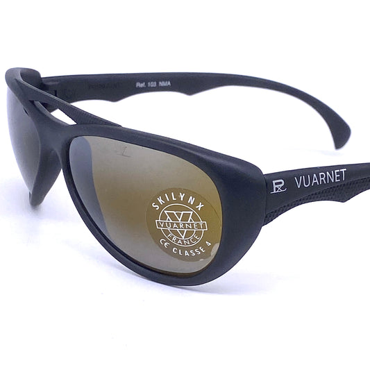 Vuarnet 103 NMA matte black cello sunglasses with mineral crystal tempered lenses, France 90s NOS