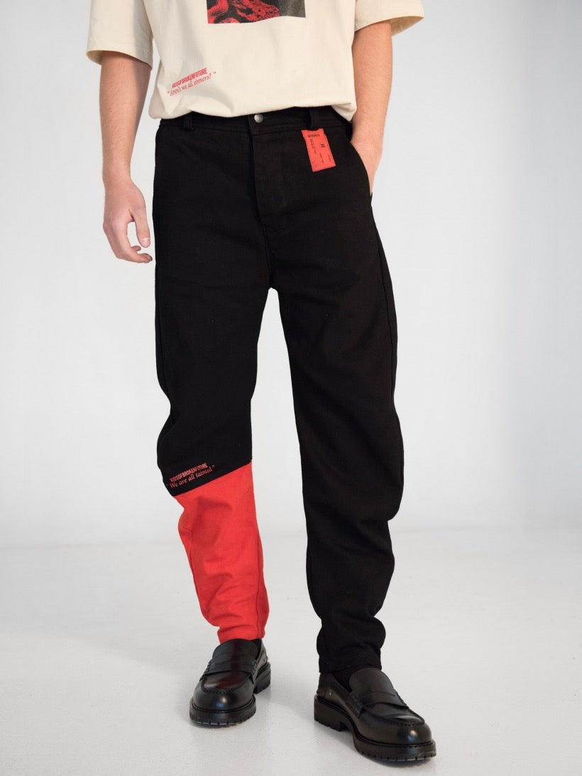 Kids of Broken Future “We are all tainted” cool bicolor street baggy trousers L