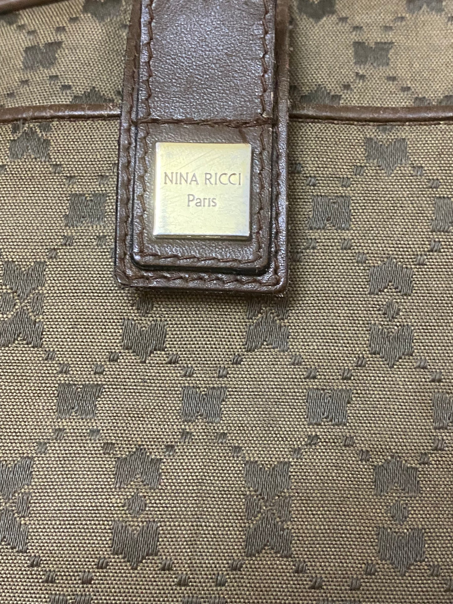 Nina Ricci monogram canvas & leather shoulder pouch bag, mint