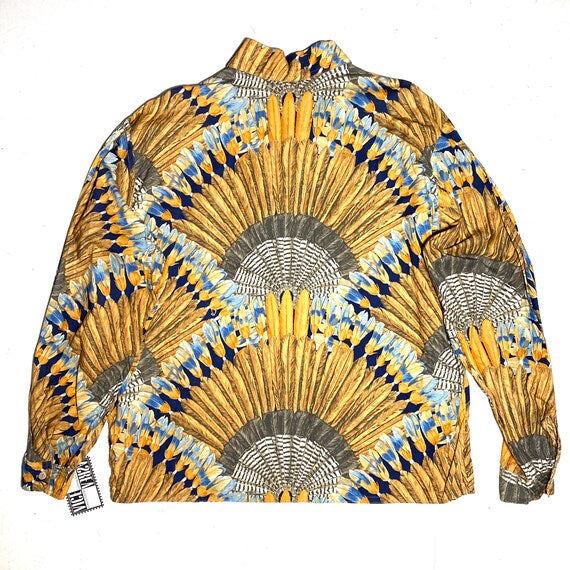 Incredible feathers’crown / natives inspired print button-up shirt