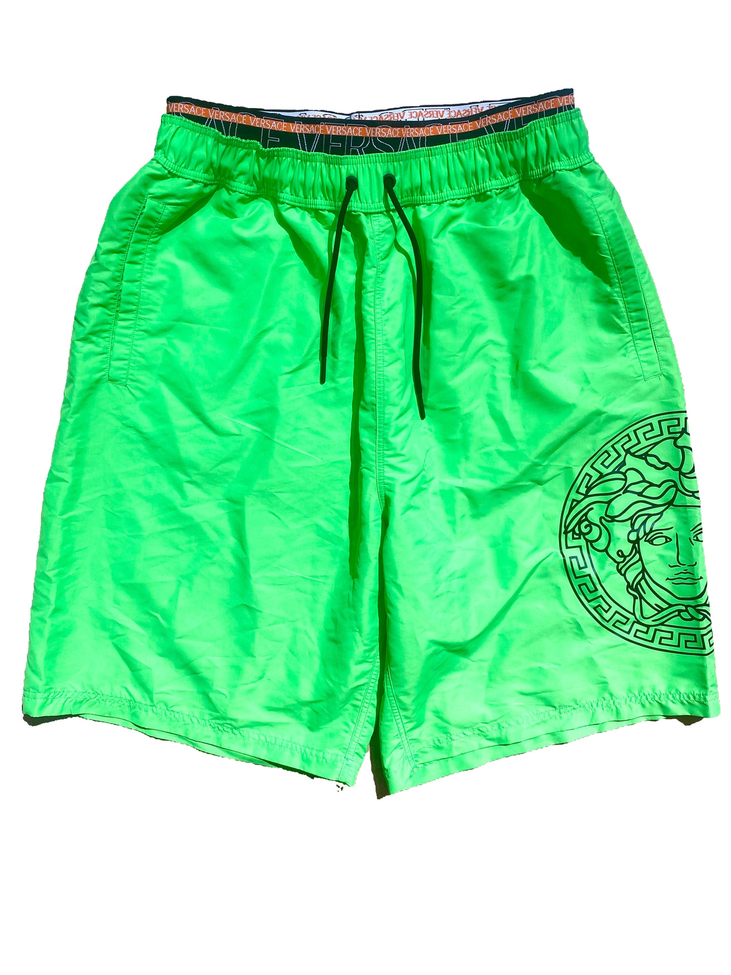 Versace medusa acid neon green swim surfer trunks, new sz 3