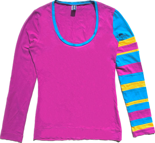 Jean Paul Gaultier Jean’s long sleeved asymmetric purple t shirt, mint sz M