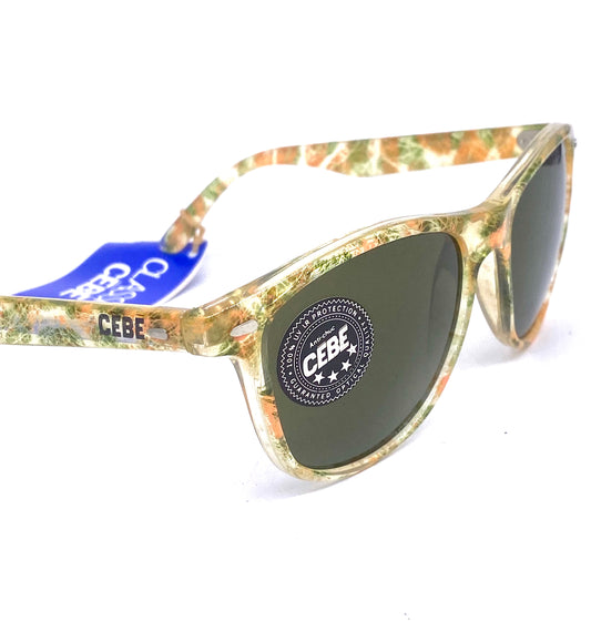 Cébé 1702 squared sunglasses w mineral lenses, translucent abstract / action painting allover, NOS 90s France