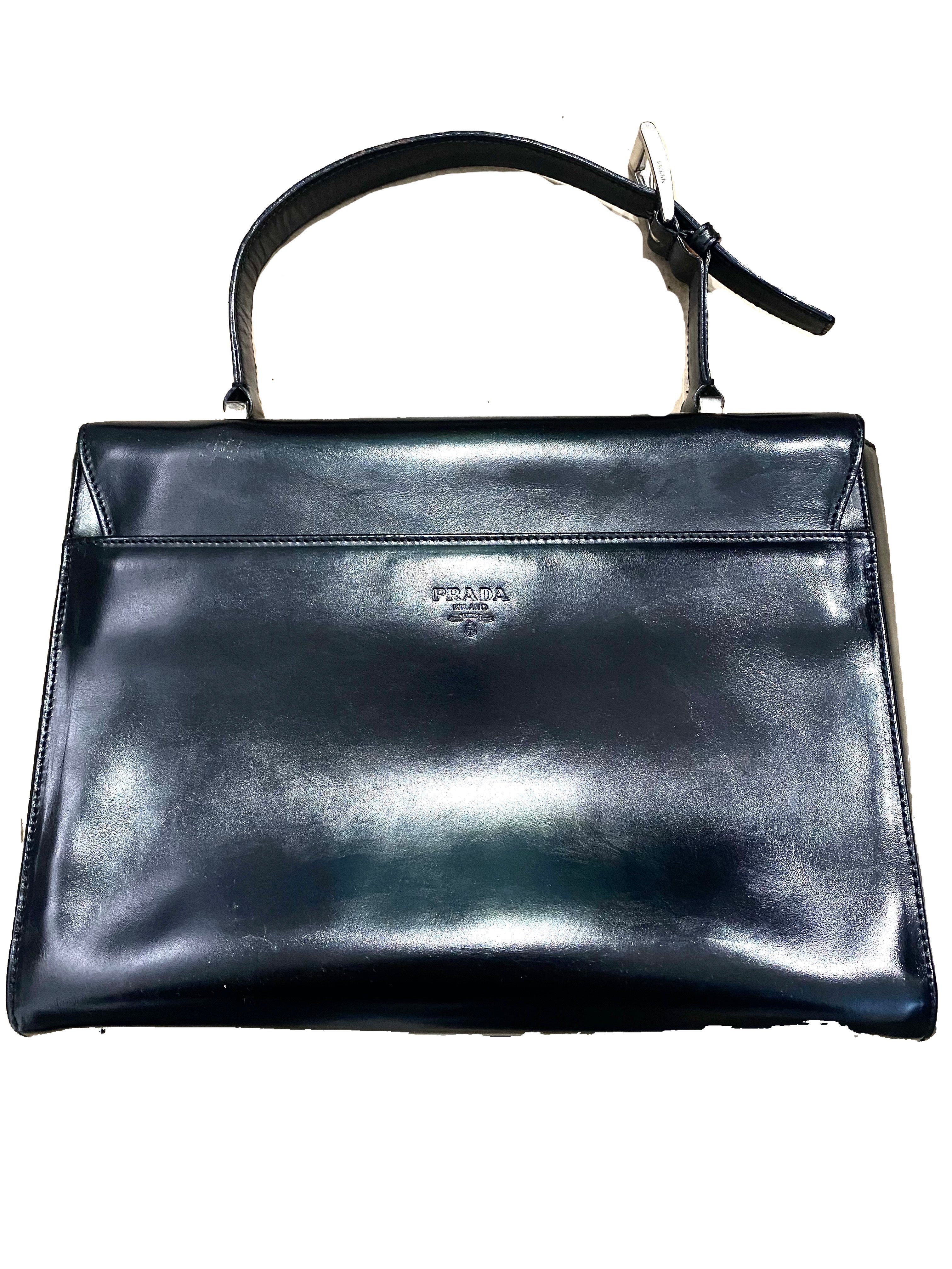 Prada Black Patent Leather Gaufre Ruched Shoulder Bag Tote – Ladybag  International