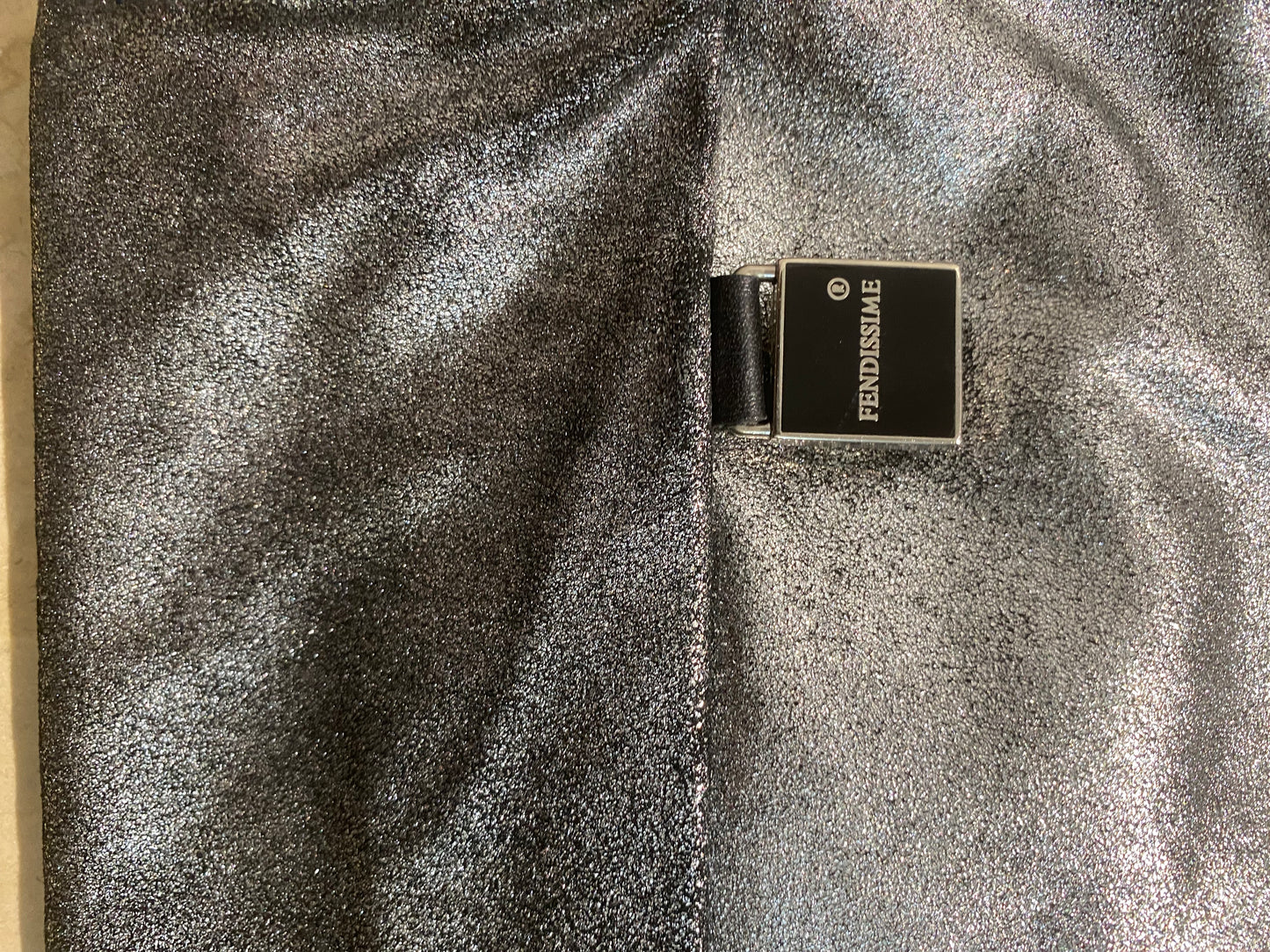 Fendissime faux suede silver glitter pouch shoulder bag, mintlp