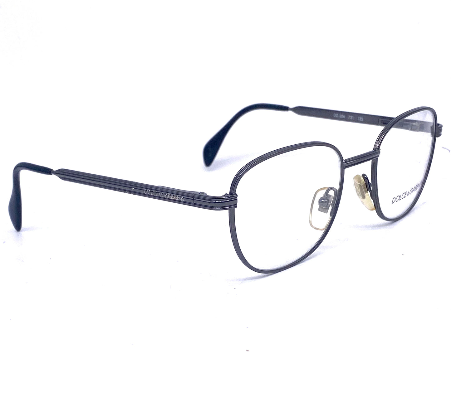 Dolce & Gabbana square gunmetal  eyeglasses frames hand made in Italy 90s