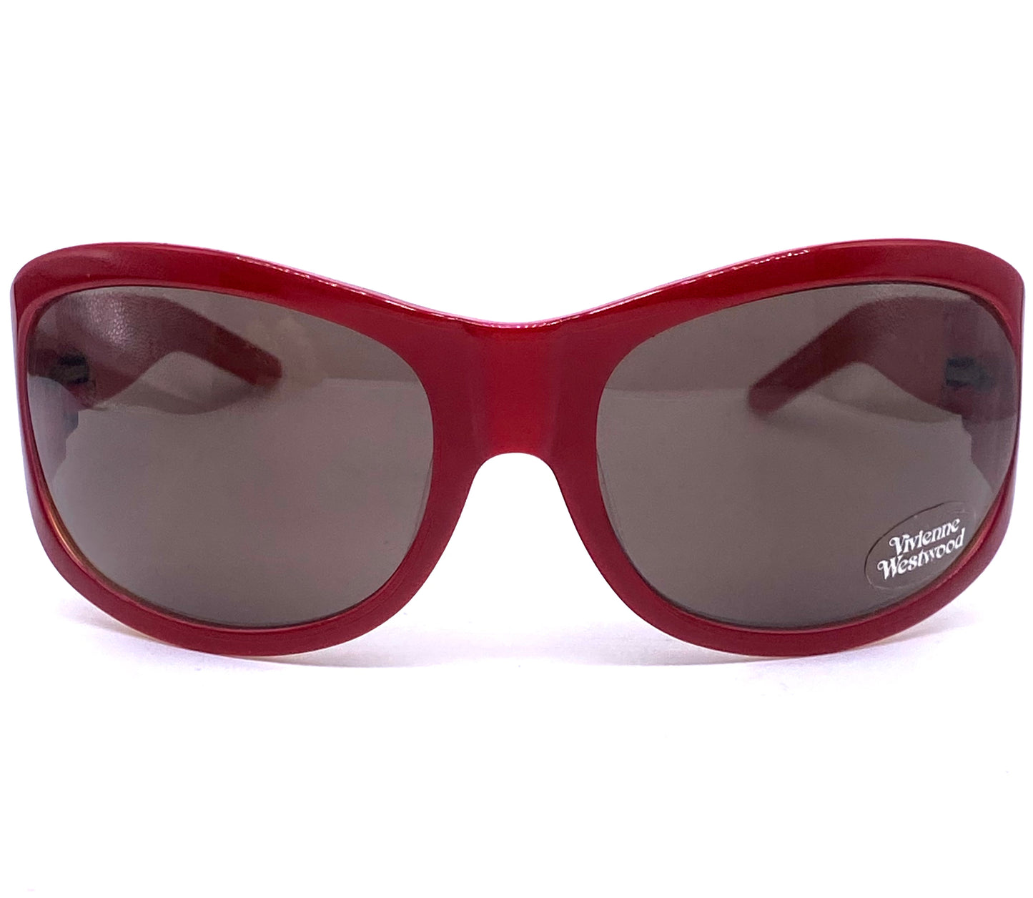 Vivienne Westwood 53705 oversized red sunglasses with buckle temples detail, NOS 90s