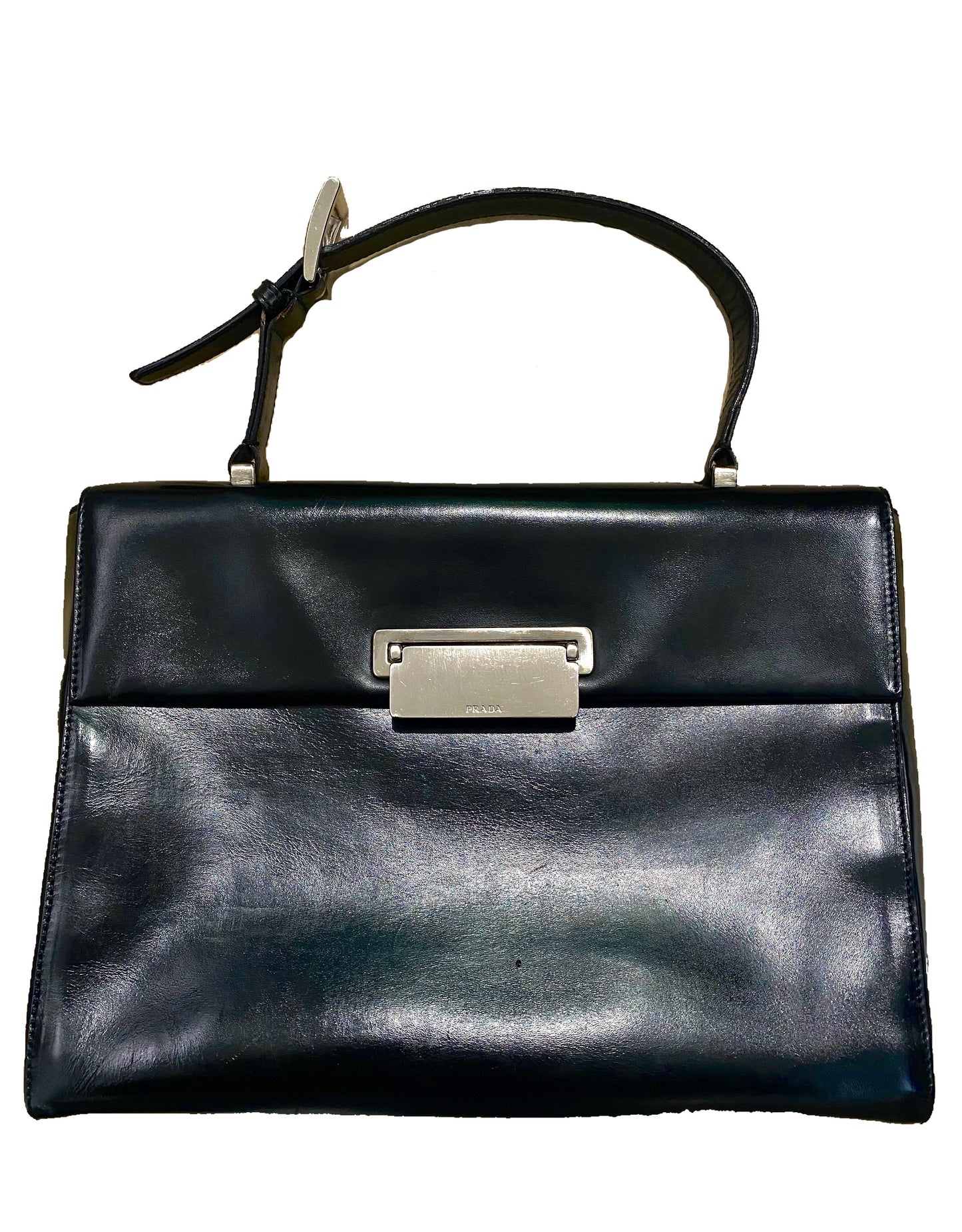 Prada black leather handbag with dustbag and certificates, mint