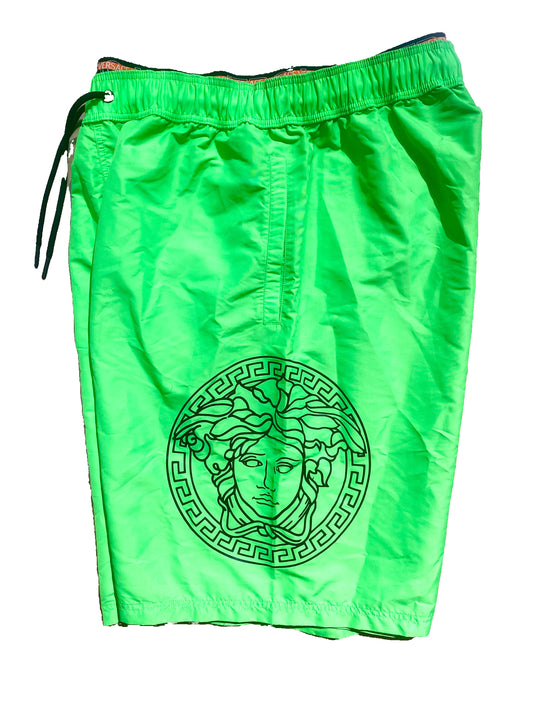 Versace medusa acid neon green swim surfer trunks, new sz 3