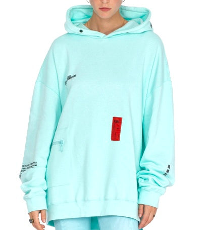 Kids of Broken Future turquoise fanny pack hoodie sz M
