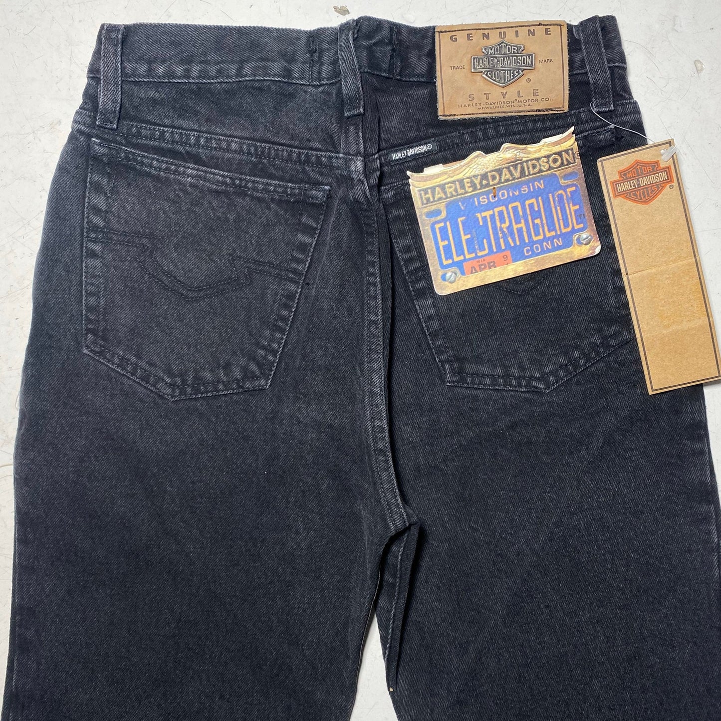 Harley Davidson ElectraGlide 90s dark grey slight wash jeans, NOS w tags