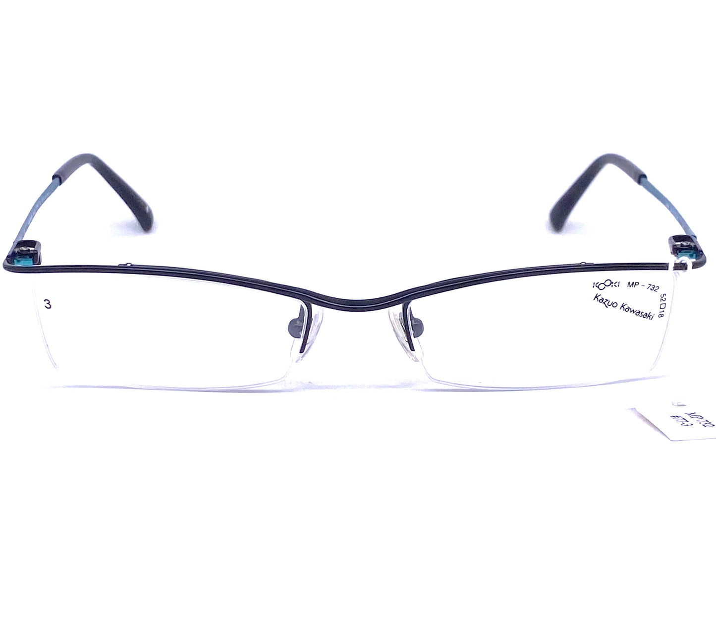 Kazuo Kawasaki MP732 half rim rectangular B-Titan frames, 2 colors NOS