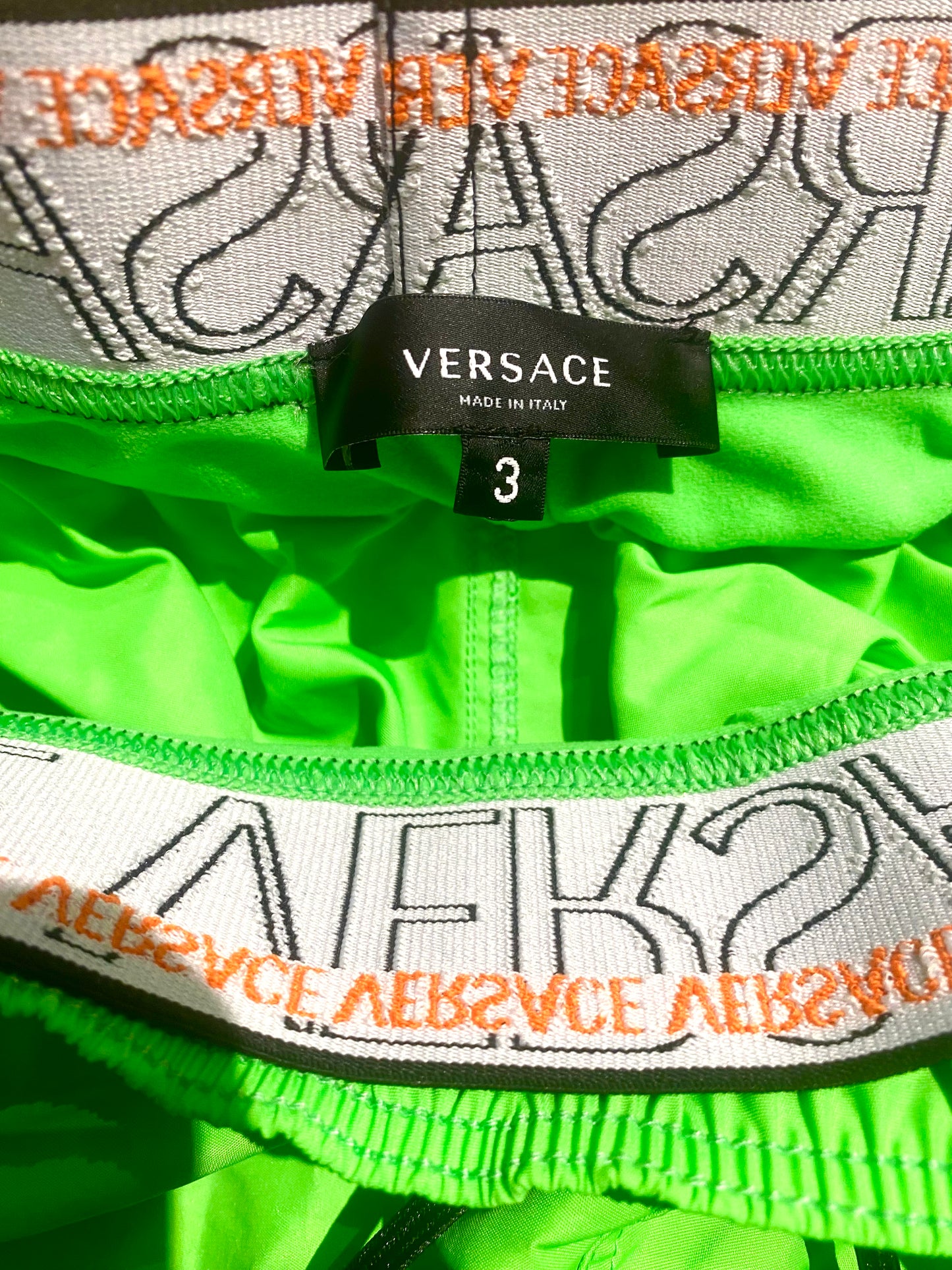 Versace medusa acid neon green swim surfer trunks, new sz 3