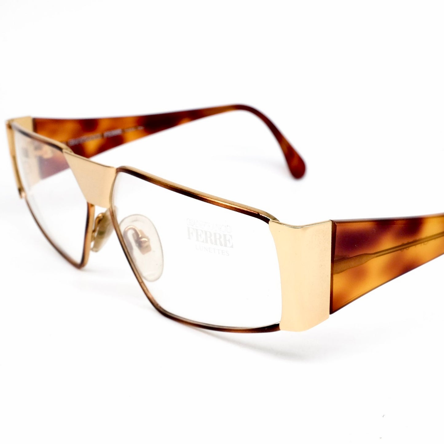 Gianfranco Ferrè GFF 38 brown tortoise/golden eyeglasses frames, NOS 1990s made in Italy.