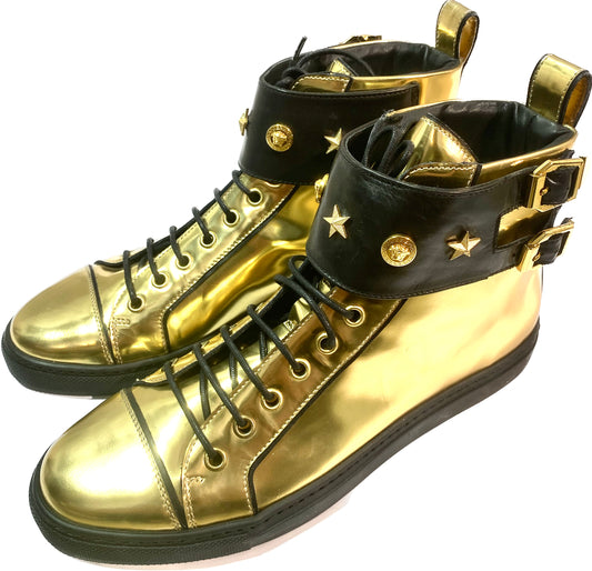 Versace High top golden patent Medusa sneakers sz 37, NWT