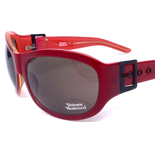 Vivienne Westwood 53705 oversized red sunglasses with buckle temples detail, NOS 90s