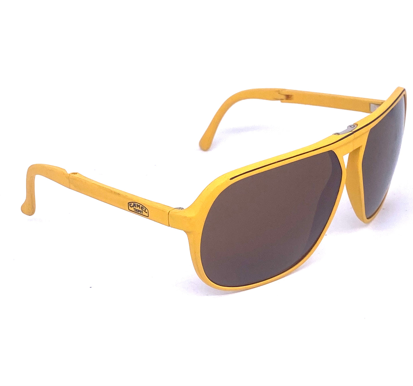 Camel Trophy NOS yellow folding aviator sunglasses, collectible