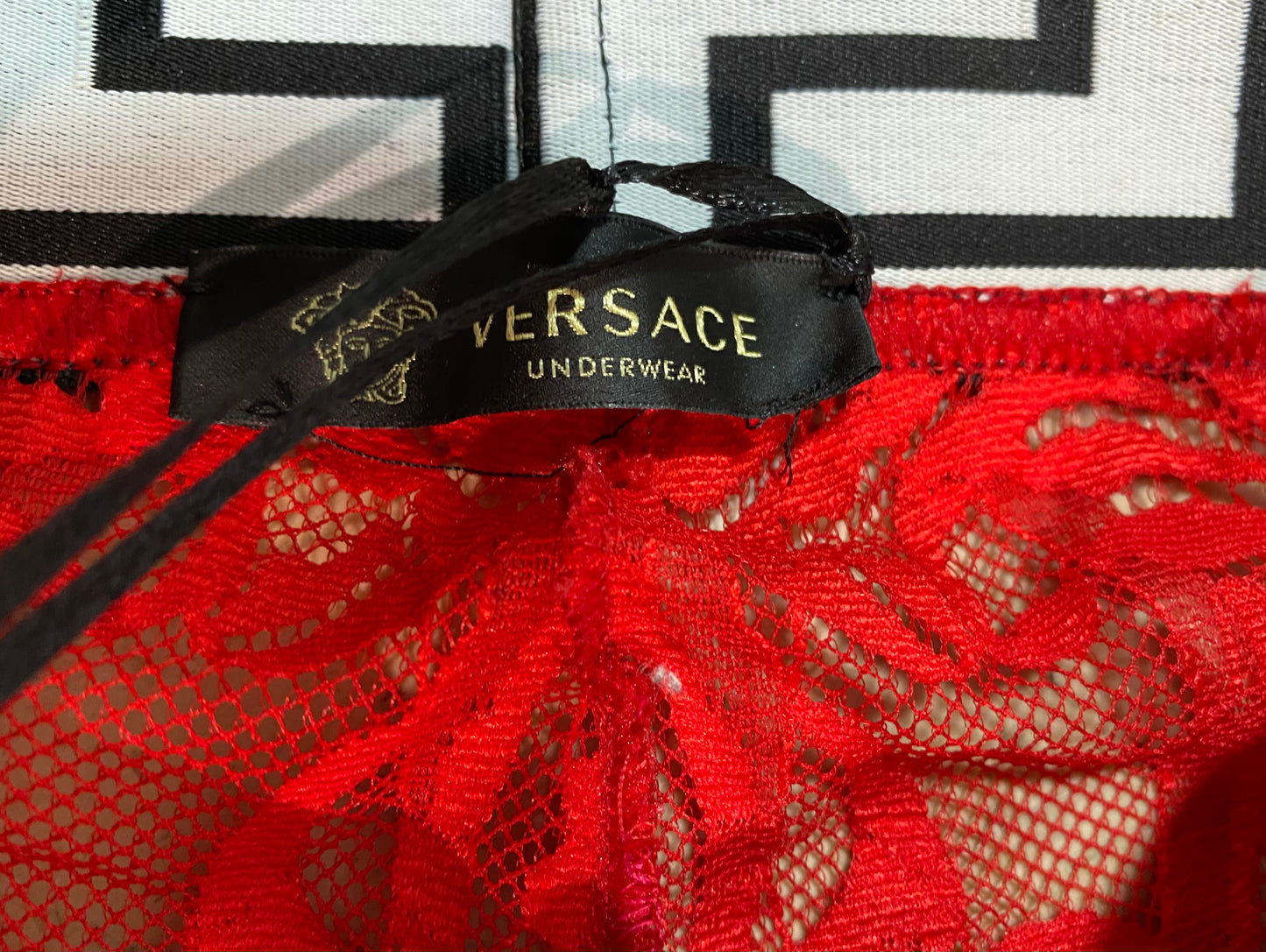 Versace baroque laces full leg tights w signature waistband sz 1