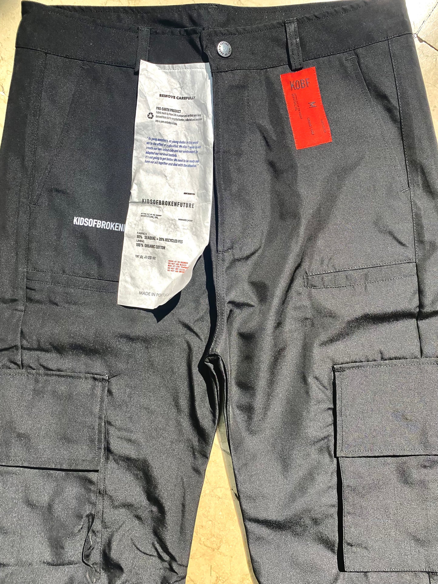 Kids of broken future black Seaqual cargo worker trousers