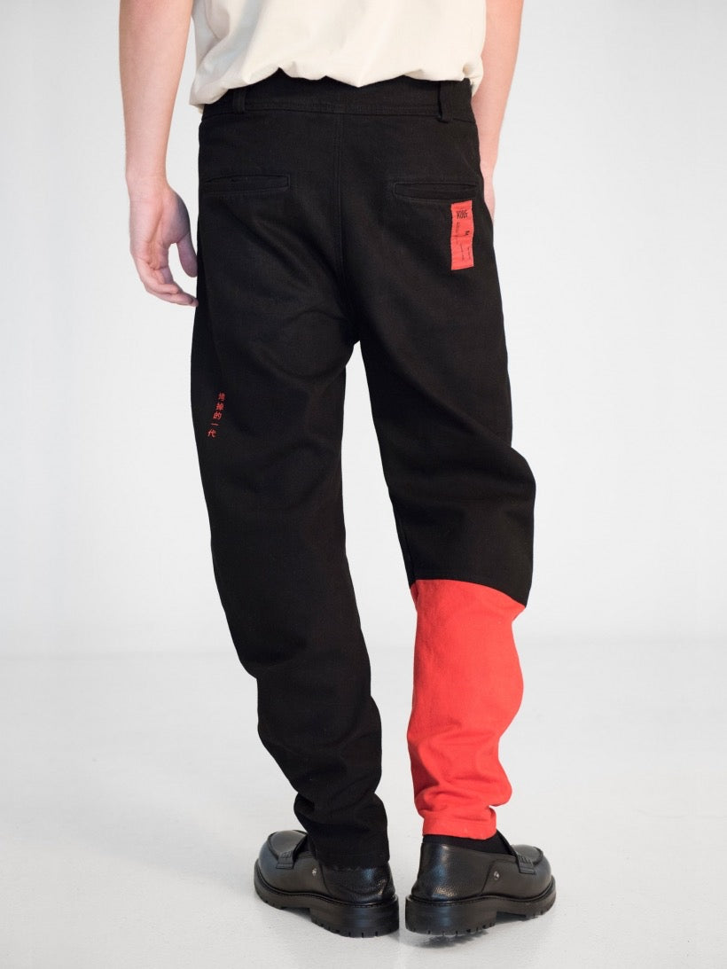 Kids of Broken Future “We are all tainted” cool bicolor street baggy trousers L