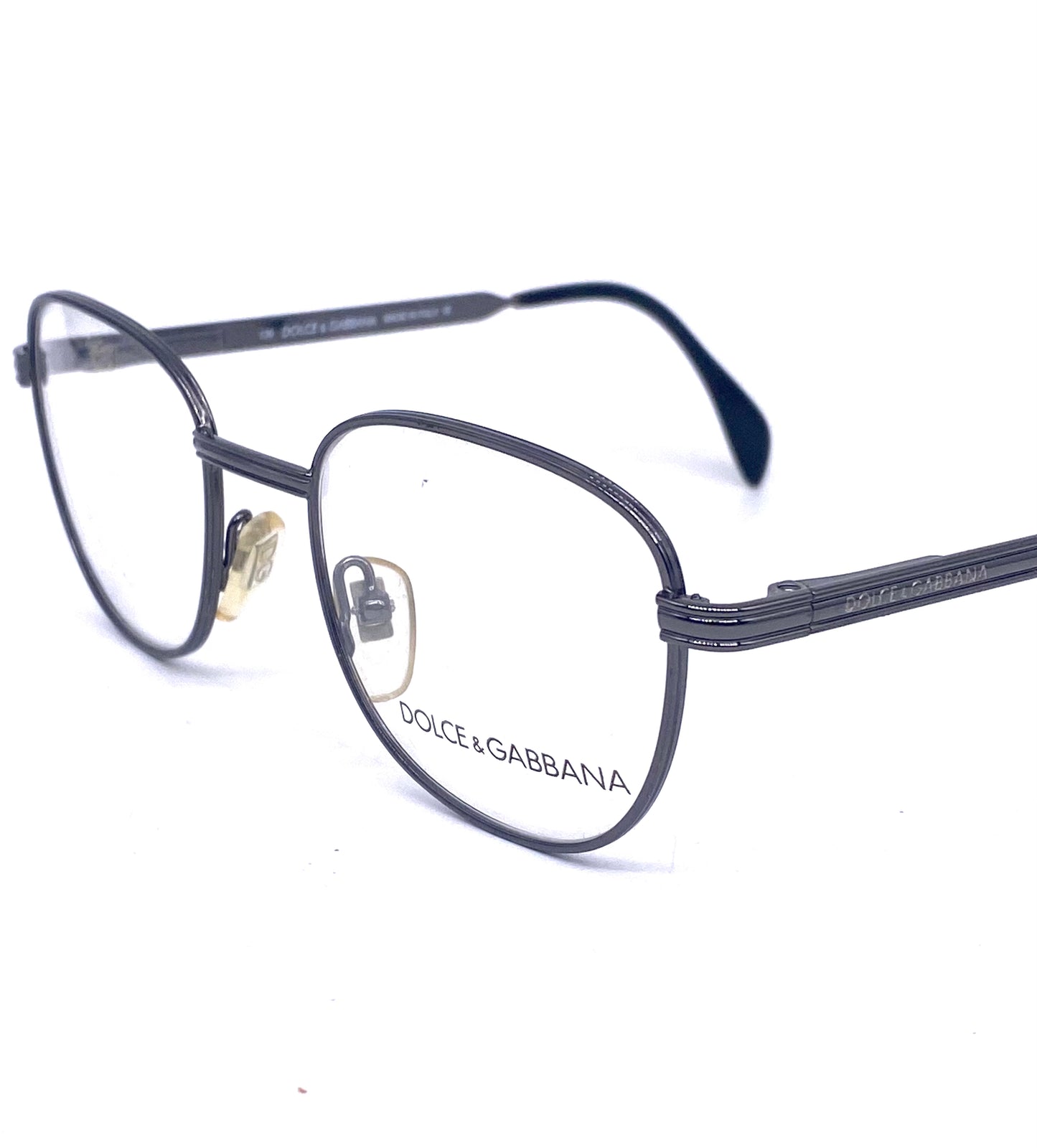 Dolce & Gabbana square gunmetal  eyeglasses frames hand made in Italy 90s