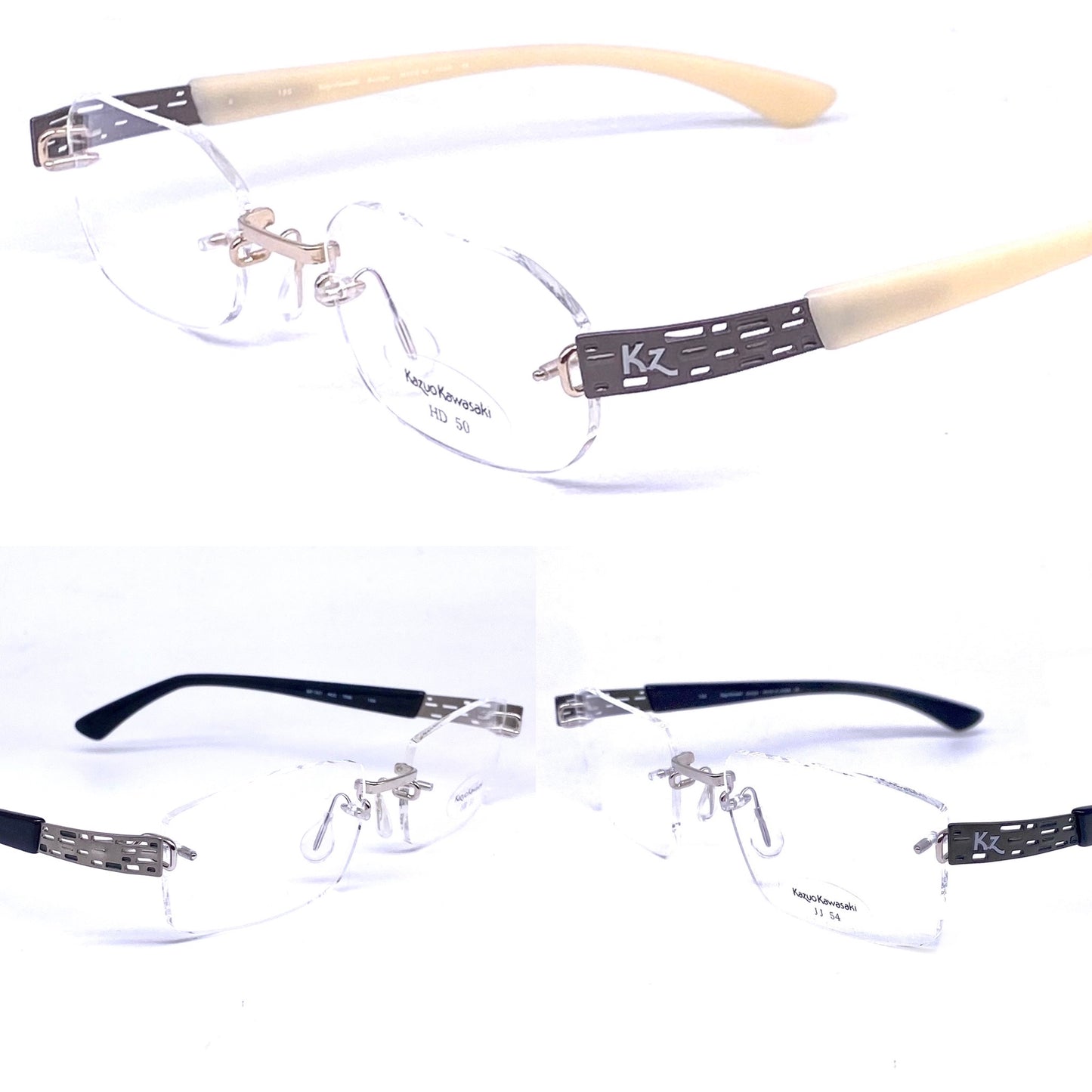 Masunaga- Kazuo Kawasaki MP707 rimless B-Titan glasses frames hand made in Japan