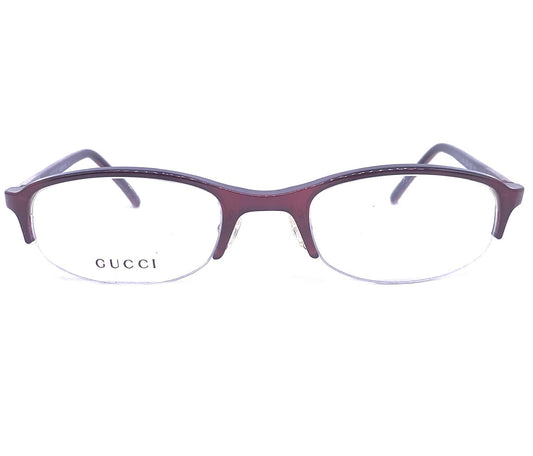 Gucci GG 1406 oval burgundy acetate half rimmed eyeglasses, 90s NOs Italy