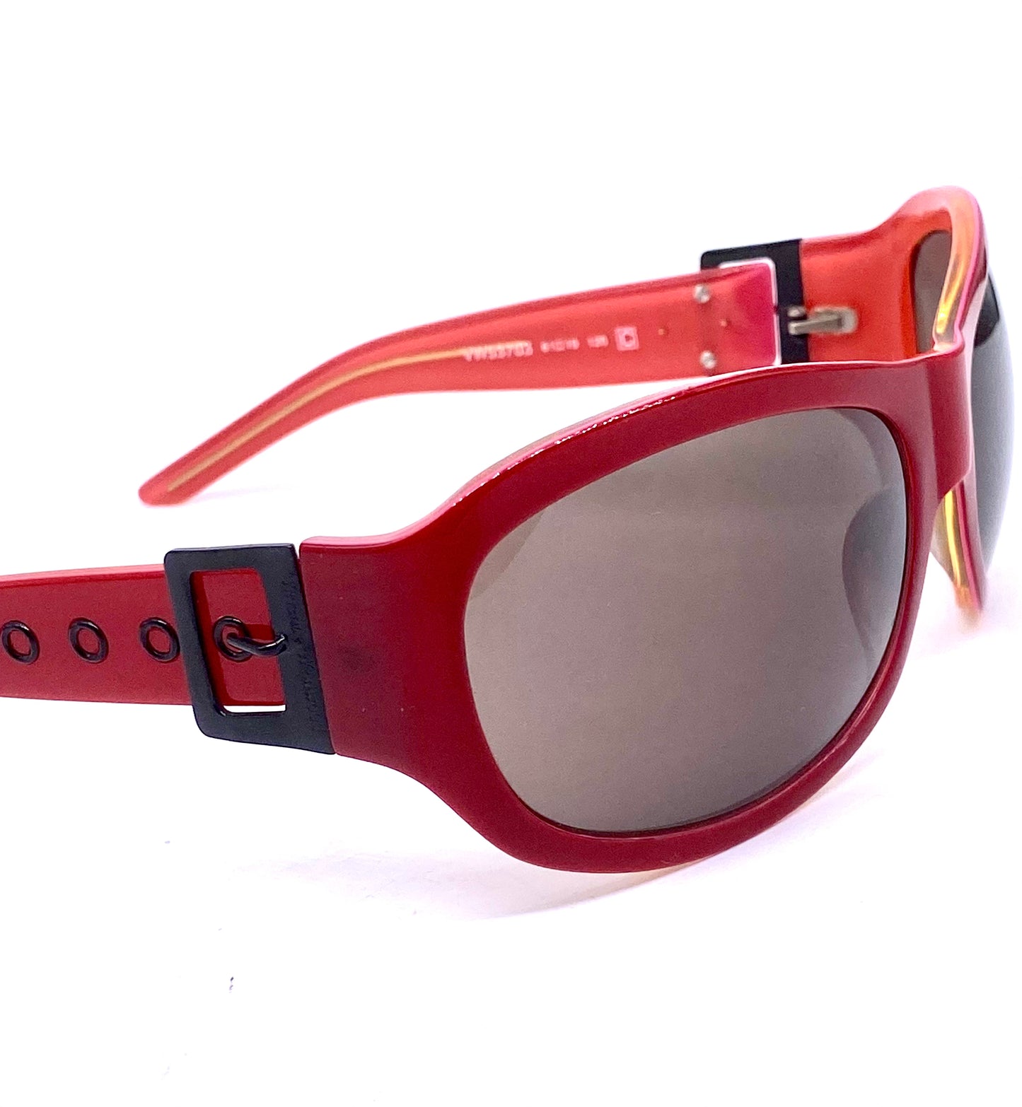 Vivienne Westwood 53705 oversized red sunglasses with buckle temples detail, NOS 90s