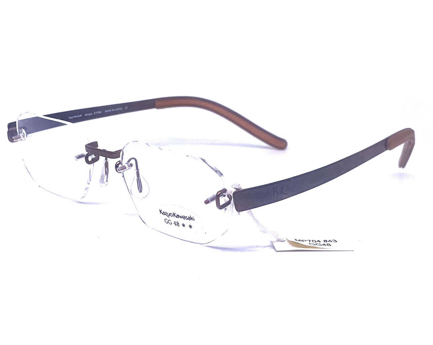 Kazuo Kawasaki / Masunaga B Titan MP704 rimless frames handmade in Japan, NoS