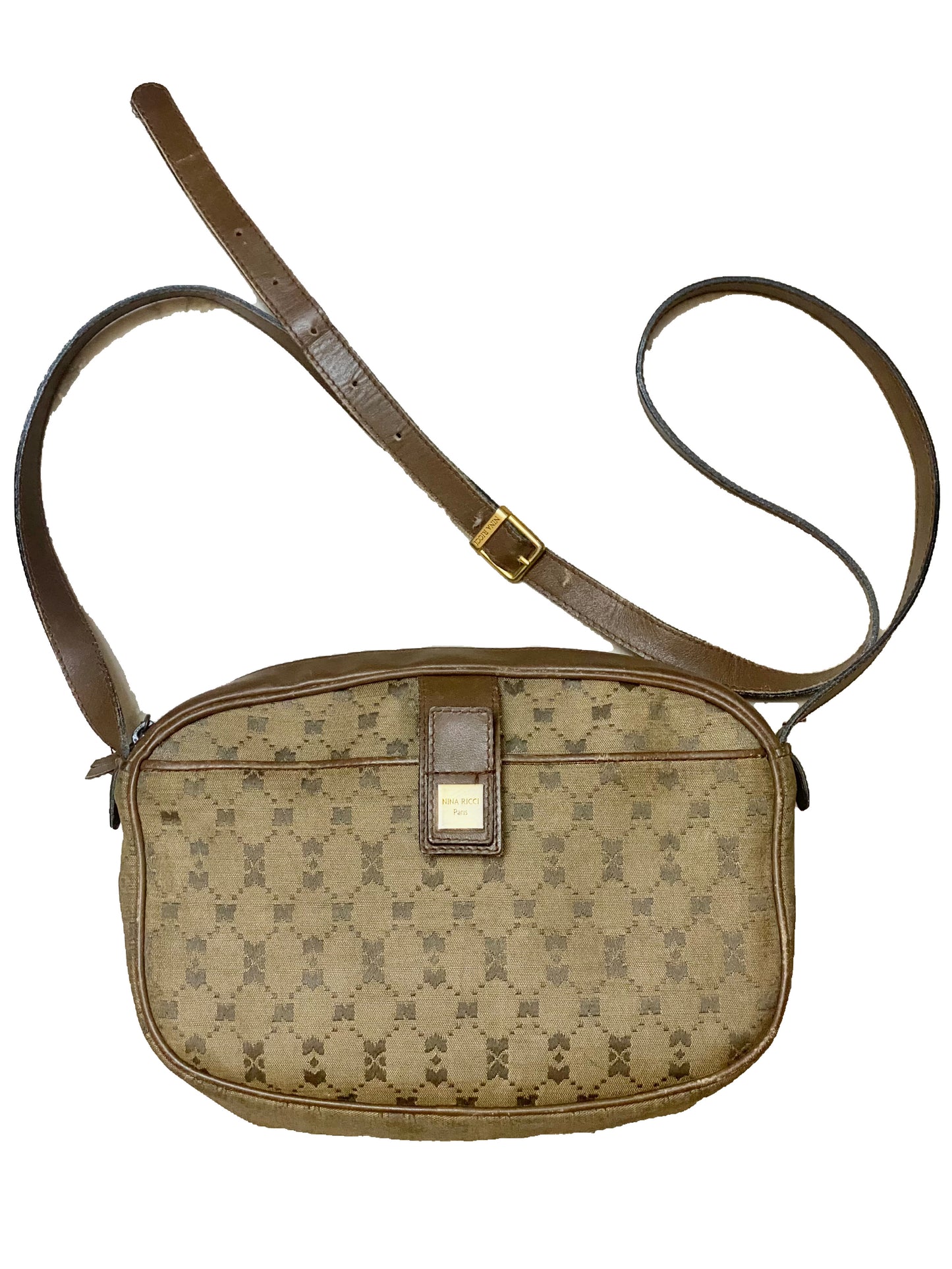 Nina Ricci monogram canvas & leather shoulder pouch bag, mint