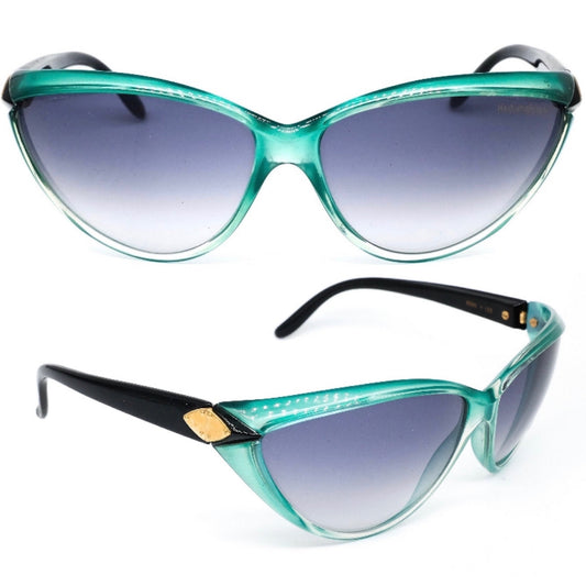 YSL Saint Laurent 8595 Y 122 light blue acetate cateye sunglasses with blue degrade lenses, 80s nos France