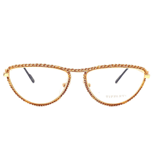 Tiffany Soloist Cateye eyeglasses Frames, 23k Gold Plated, 1980s New Old Stock