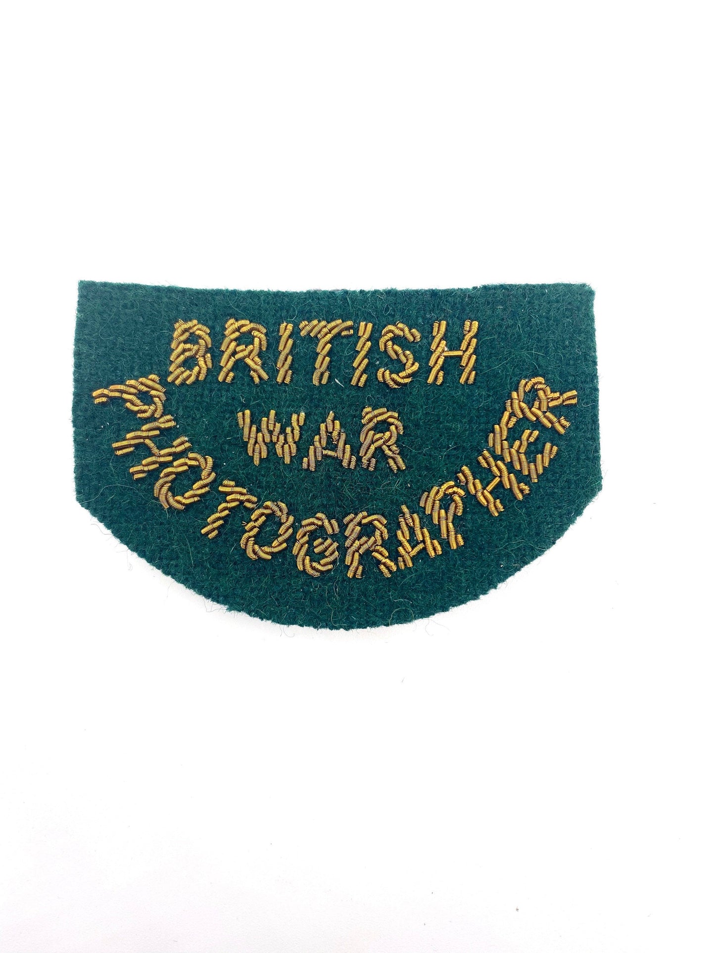 British War Photographer WWII authentic military green / gold patch for war journalists - reporters, 40s deadstock never worn