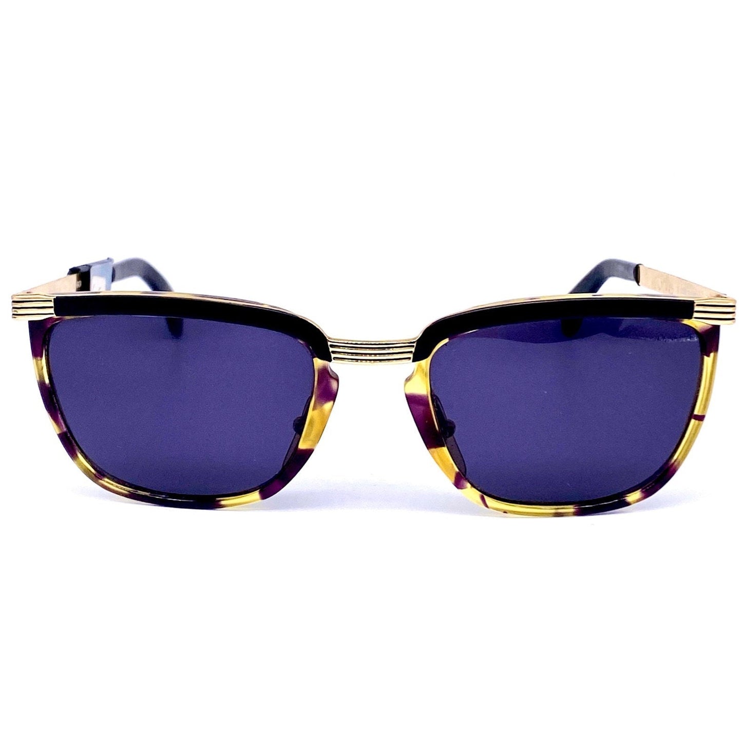 Galileo square tortoise gold sunglasses made in Italy, retro US wave styled shades, 1980s NOS