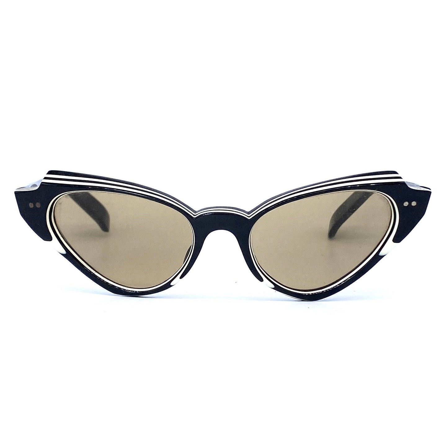 Tigieffe 1950s black white layered cateye sunglasses hand made Italy, rockabilly pin-up