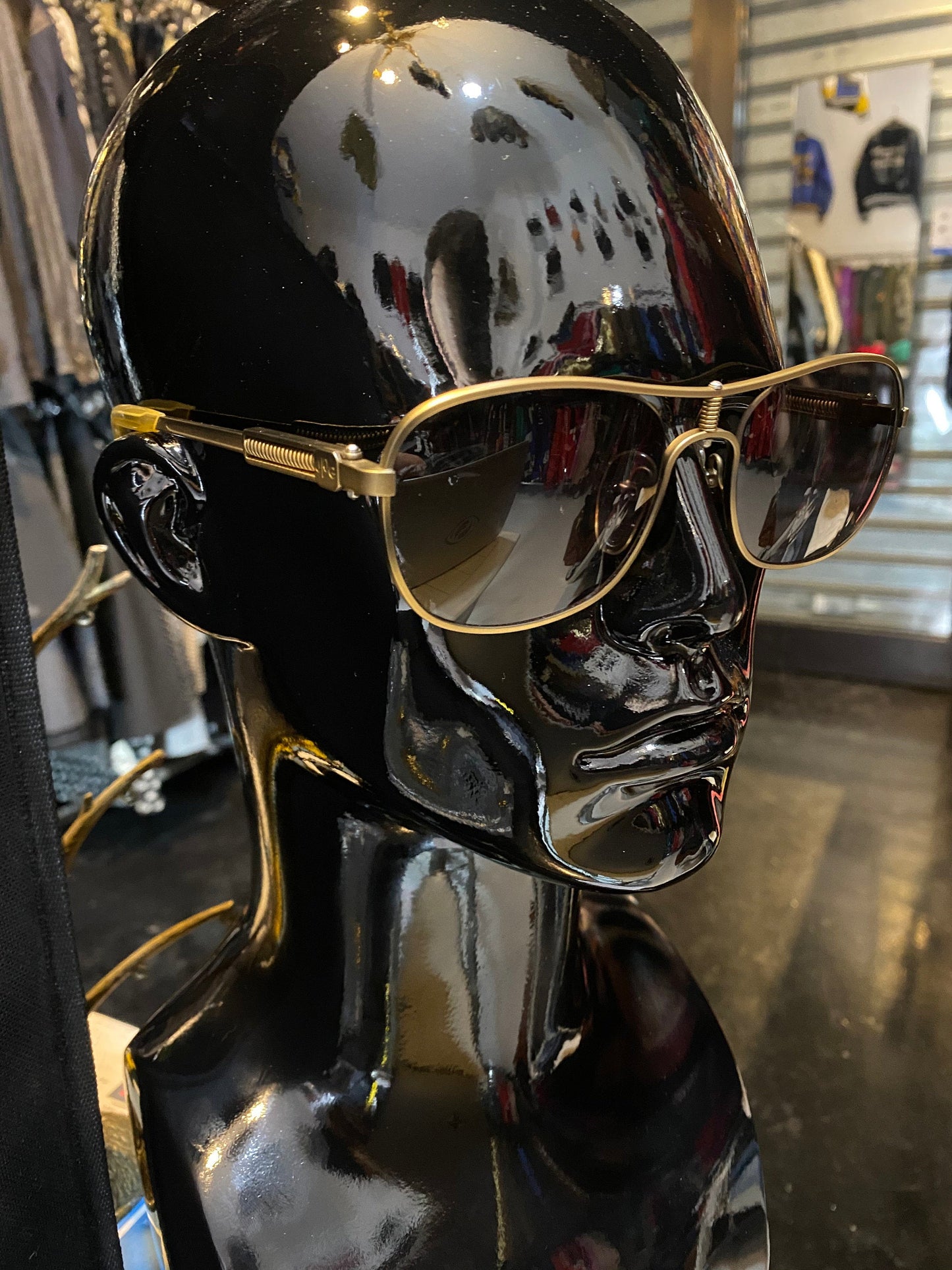 Jean Paul Gaultier 56 1171 square brass aviator with spring hinges, Japan NOS 80s