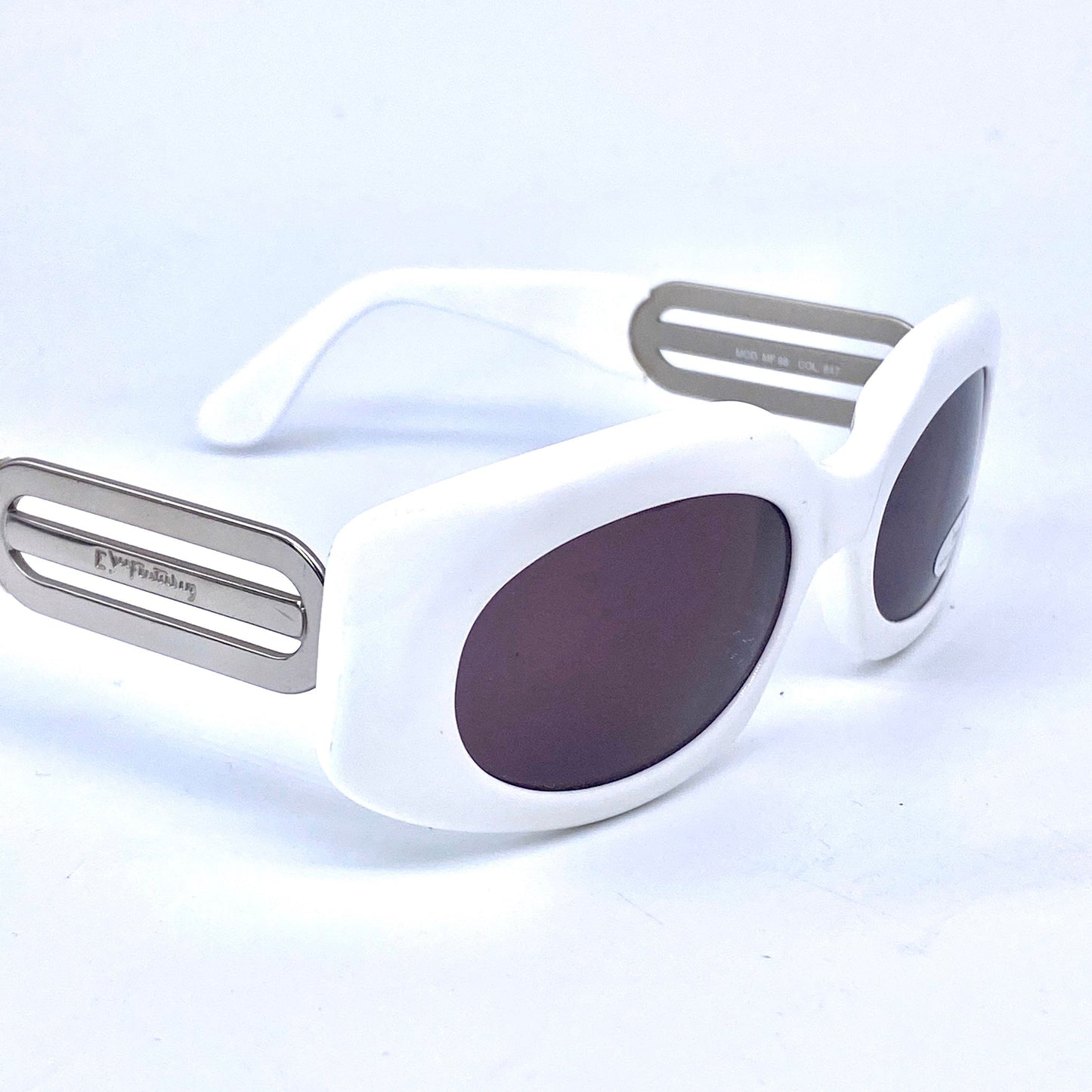 E. Von Furstenberg white square ladies sunglasses, 1980s NOS